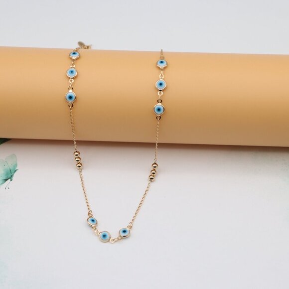 "Rose Gold Evil Eye Necklace with Chain, XPNL0119 - Picture 4 of 12